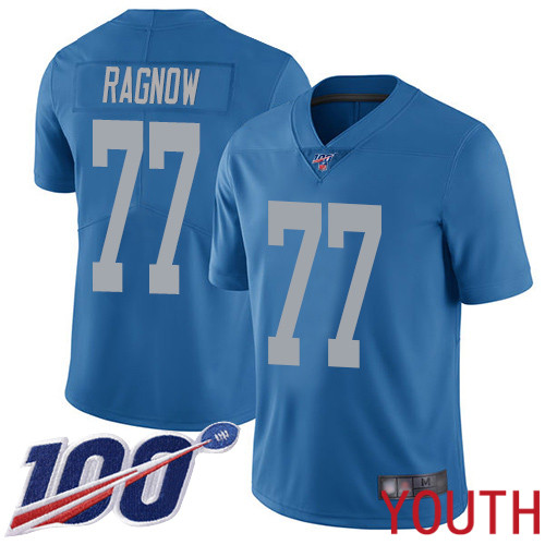 Detroit Lions Limited Blue Youth Frank Ragnow Alternate Jersey NFL Football #77 100th Season Vapor Untouchable